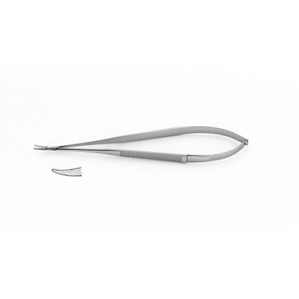 Micro Needle Holder – Flat Handle, Tungsten Carbide Dusted Jaws