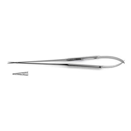 Micro Needle Holder – Round Knurled Handle, Tungsten Carbide Dusted Jaws